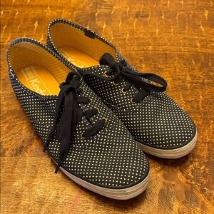 Keds Navy and White Dotted Canvas Shoes, Size 9, EUC